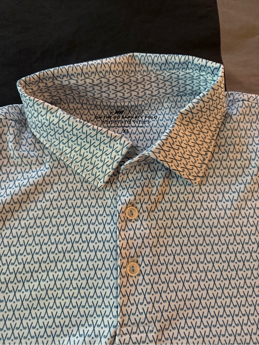 Vineyard Vines Golf Shirt - Light Blue Golf Club Pattern
